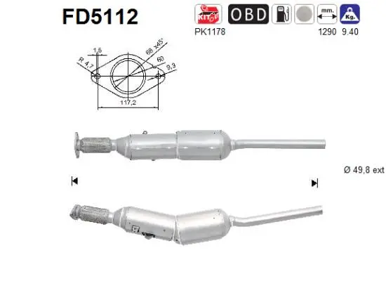 FD5112 AS Сажевый / частичный фильтр, система выхлопа ОГ (фото 1)