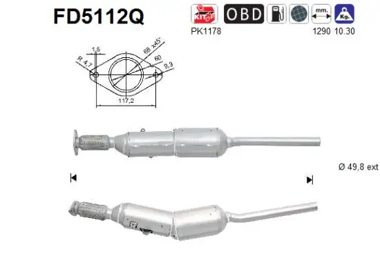 FD5112Q AS Сажевый / частичный фильтр, система выхлопа ОГ (фото 1)