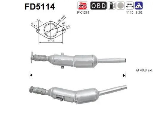 FD5114 AS Сажевый / частичный фильтр, система выхлопа ОГ (фото 1)