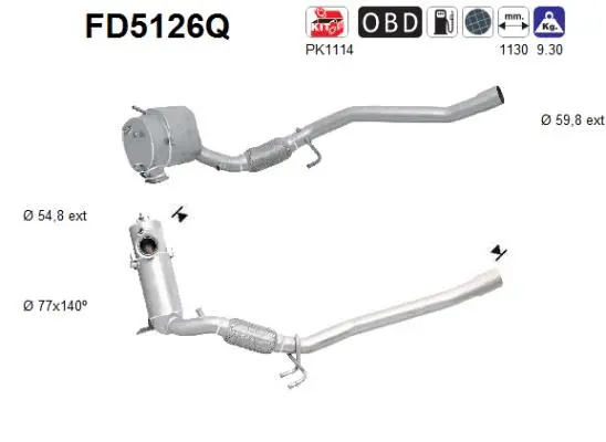 FD5126Q AS Сажевый / частичный фильтр, система выхлопа ОГ (фото 1)