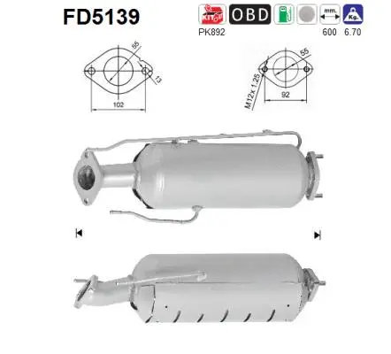 FD5139 AS Сажевый / частичный фильтр, система выхлопа ОГ (фото 1)