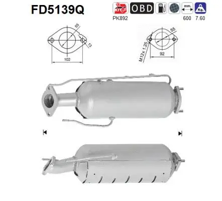 FD5139Q AS Сажевый / частичный фильтр, система выхлопа ОГ (фото 1)