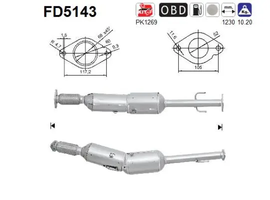 FD5143 AS Сажевый / частичный фильтр, система выхлопа ОГ (фото 1)