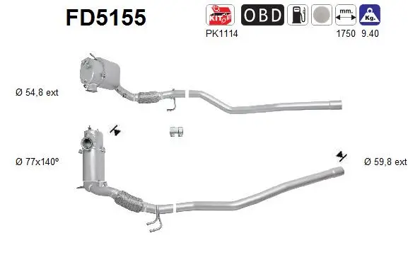 FD5155 AS Сажевый / частичный фильтр, система выхлопа ОГ (фото 1)