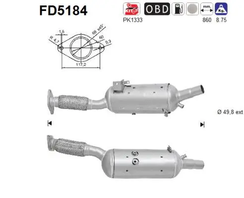 FD5184 AS Сажевый / частичный фильтр, система выхлопа ОГ (фото 1)