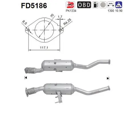 FD5186 AS Сажевый / частичный фильтр, система выхлопа ОГ (фото 1)