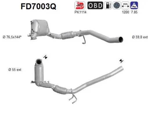 FD7003Q AS Сажевый / частичный фильтр, система выхлопа ОГ (фото 1)