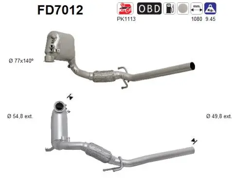 FD7012 AS Сажевый / частичный фильтр, система выхлопа ОГ (фото 1)