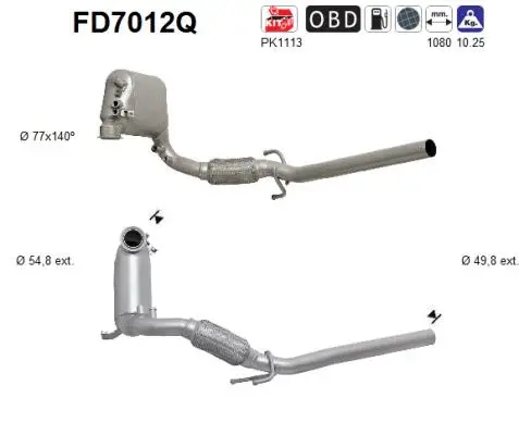 FD7012Q AS Сажевый / частичный фильтр, система выхлопа ОГ (фото 1)