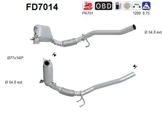 FD7014 AS Сажевый / частичный фильтр, система выхлопа ОГ (фото 1)