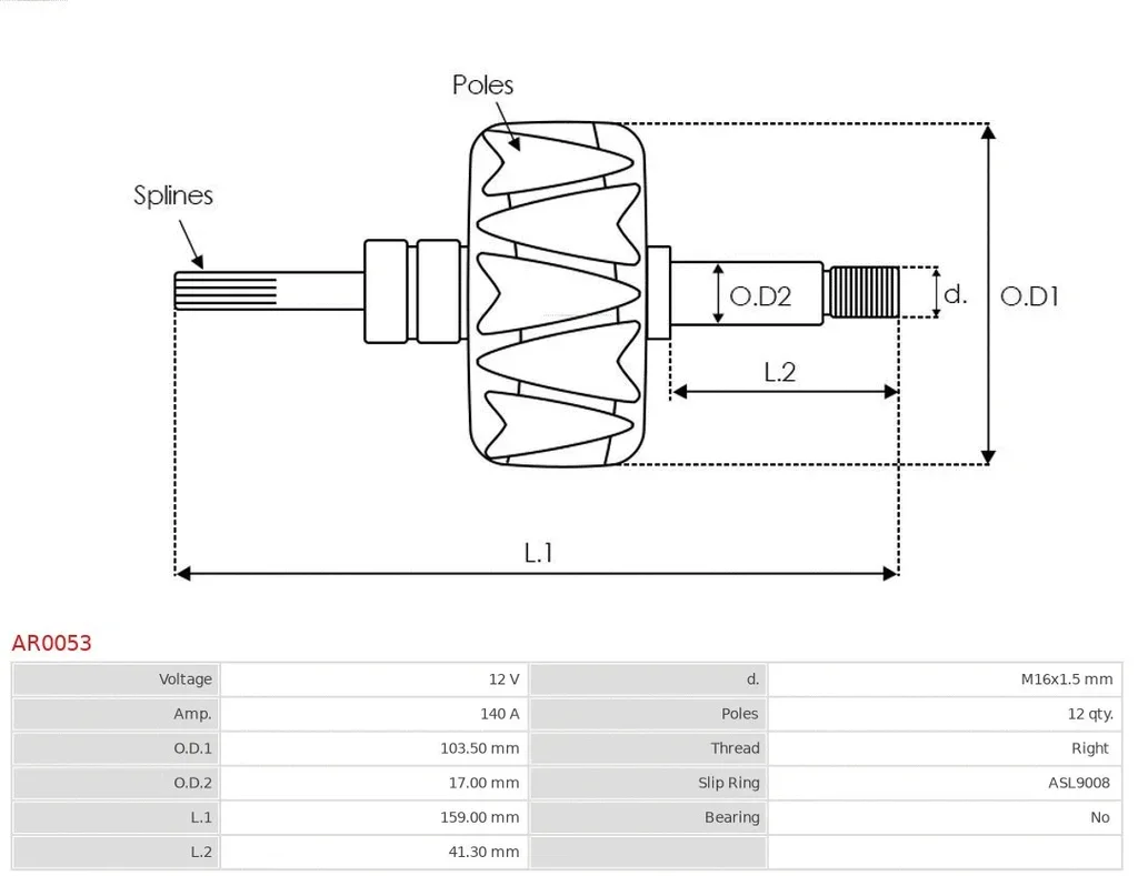 AR0053 AS-PL Ротор, генератор (фото 2)