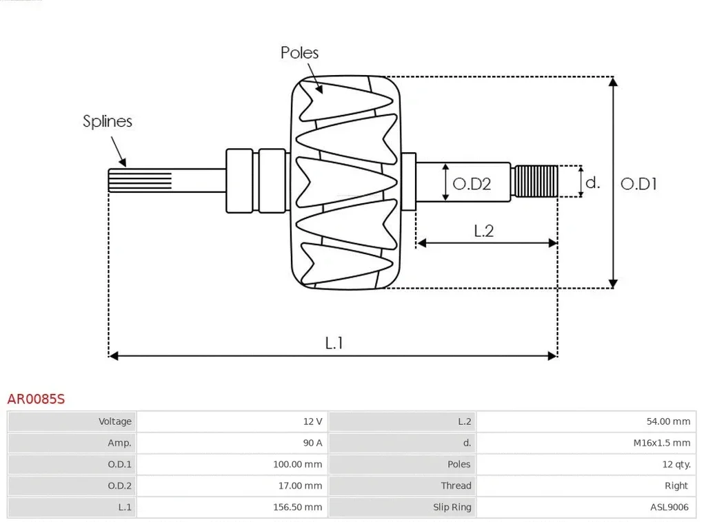 AR0085S AS-PL Ротор, генератор (фото 2)