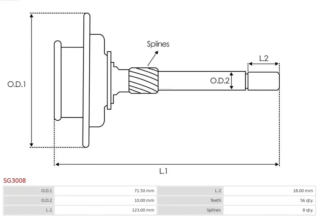 SG3008 AS-PL Кольцевая шестерня, планетарный механизм (стартер) (фото 3)