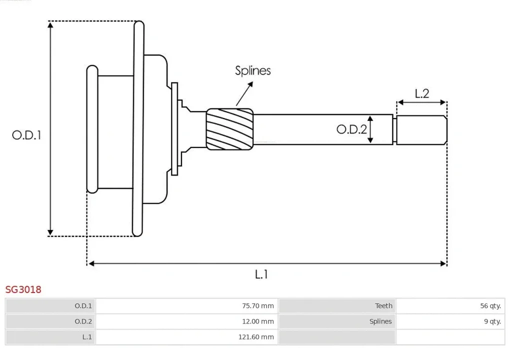 SG3018 AS-PL Кольцевая шестерня, планетарный механизм (стартер) (фото 3)