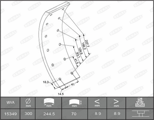 1534909006015493 BERAL Комплект тормозных башмаков, барабанные тормоза (фото 1)
