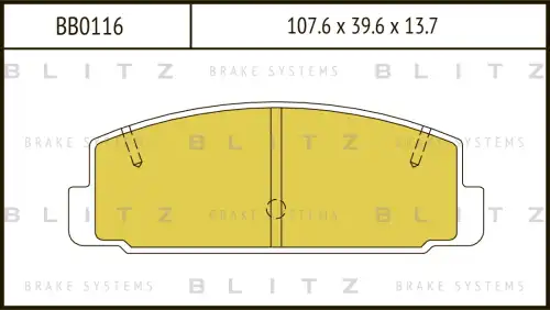BB0116 BLITZ Колодки тормозные дисковые /комплект 4 шт/ (фото 2)