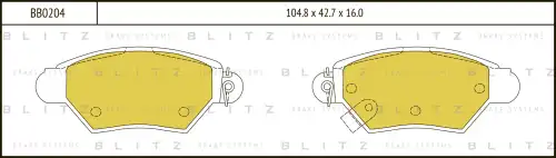 BB0204 BLITZ Колодки дисковые задние opel astra 1.2i-2.0di 98-01/zafira 1.8i/2.0di 99-00 (фото 1)