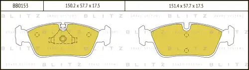 BB0153 BLITZ Колодки дисковые передние bmw e46 1.6i-2.8i/1.8d/2.0d 98>/z3 1.8-2.8 95-03 (фото 1)