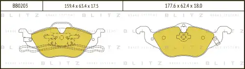 BB0203 BLITZ Колодки тормозные дисковые /комплект 4 шт/ (фото 1)