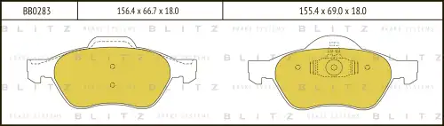 BB0283 BLITZ Колодки тормозные дисковые /комплект 4 шт/ (фото 1)