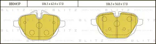 BB0443P BLITZ Колодки тормозные дисковые /комплект 4 шт/ (фото 1)