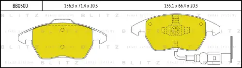 BB0300 BLITZ Колодки тормозные дисковые VW Golf,Passat,Touaran 03->SKODA Yeti,Octavia 03->AUDI A3 03-> (фото 1)