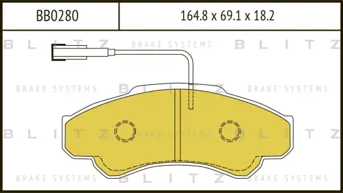 BB0280 BLITZ Колодки тормозные дисковые /комплект 4 шт/ (фото 2)