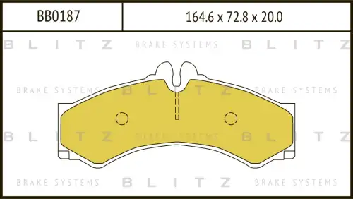 BB0187 BLITZ Колодки тормозные дисковые MERCEDES Sprinter 2-t/3-t/4-t 1/95->/VW LT 28-35 II 5/96-> (фото 2)