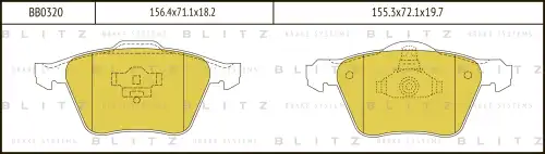 BB0320 BLITZ Колодки тормозные дисковые /комплект 4 шт/ (фото 1)
