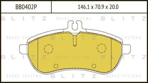 BB0402P BLITZ Колодки тормозные дисковые /комплект 4 шт/ (фото 2)