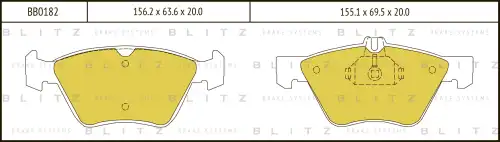 BB0182 BLITZ Колодки дисковые передние mb w210 2.0t-3.2/2.5td/2.7cdi 96-02/с208 2.0/2.3 97-02 (фото 1)