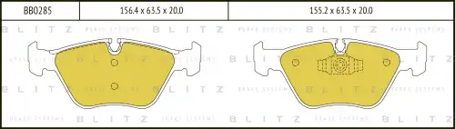 BB0285 BLITZ Колодки тормозные дисковые /комплект 4 шт/ (фото 1)