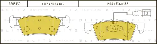BB0343P BLITZ Колодки тормозные дисковые /комплект 4 шт/ (фото 1)