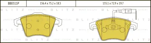 BB0311P BLITZ Колодки тормозные дисковые VW Multivan V/Transporter V 04/03-> (фото 1)