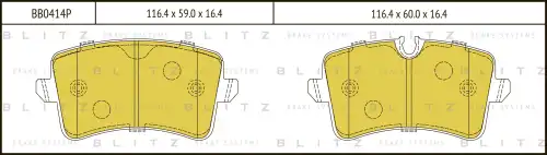 BB0414P BLITZ Колодки дисковые задние audi a6/a7/a8 2.0tfsi-6.3/2.0tdi-4.2tdi 09> (фото 1)