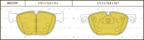 BB0399P BLITZ Колодки тормозные дисковые /комплект 4 шт/ (фото 1)