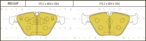 BB0260P BLITZ Колодки тормозные дисковые /комплект 4 шт/ (фото 1)
