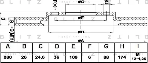 BS0121 BLITZ Диск тормозной opel frontera a 2.0i/2.2i 92-98 (фото 1)