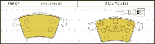 BB0312P BLITZ Колодки дисковые передние vw touareg 3.0-6.0 v12 04> (фото 1)