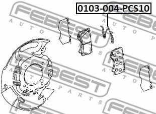 0103-004-PCS10 FEBEST Пружина, колодки дискового тормоза (фото 1)