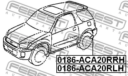 0186-ACA20RRH FEBEST Монтажный комплект, крыло (фото 2)