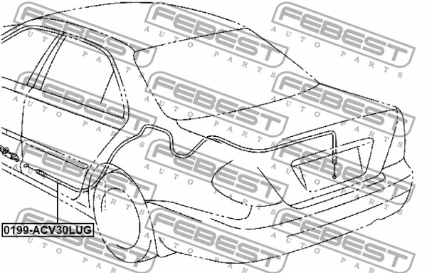 0199-ACV30LUG FEBEST Ремонтный комплект кабеля, задняя дверь (фото 2)