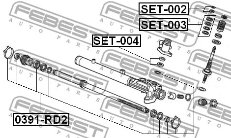 SET-002 FEBEST Ремкомплект, рулевой механизм (фото 2)