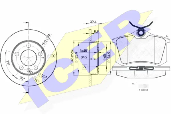30697-5601 ICER Комплект тормозов, дисковый тормозной механизм (фото 1)
