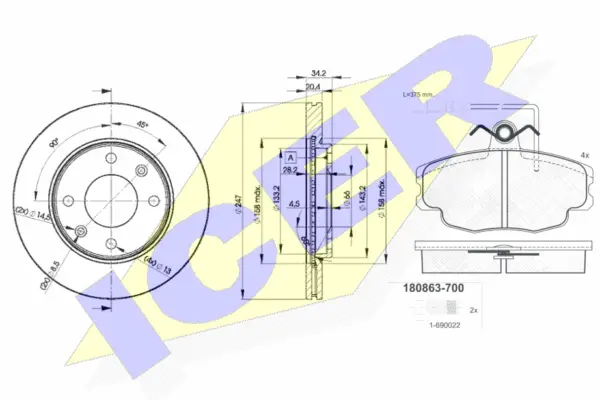 30863-4694 ICER Комплект тормозов, дисковый тормозной механизм (фото 1)