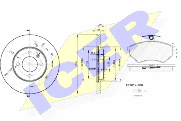 31012-3790 ICER Комплект тормозов, дисковый тормозной механизм (фото 1)