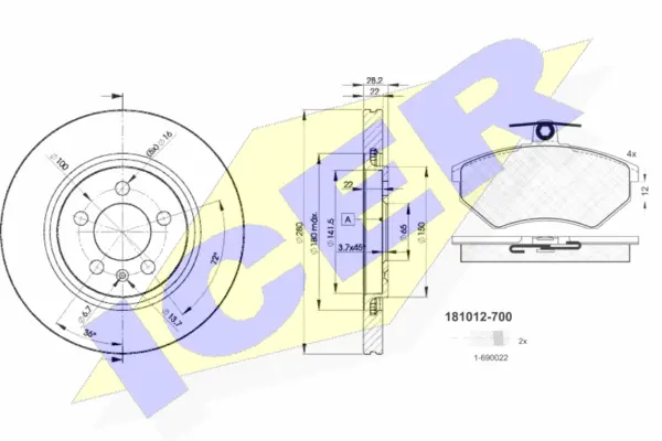 31012-5031 ICER Комплект тормозов, дисковый тормозной механизм (фото 1)