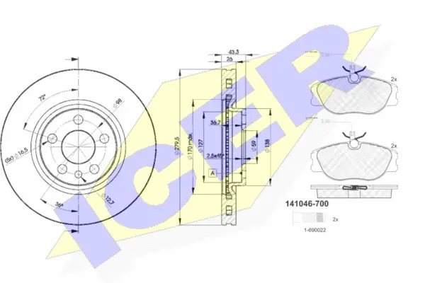 31046-4620 ICER Комплект тормозов, дисковый тормозной механизм (фото 1)