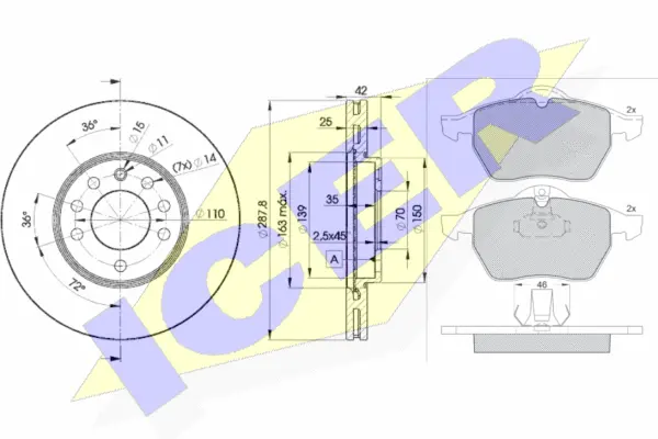 31128-9043 ICER Комплект тормозов, дисковый тормозной механизм (фото 1)