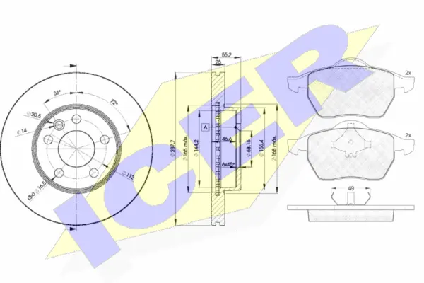31139-1093 ICER Комплект тормозов, дисковый тормозной механизм (фото 1)